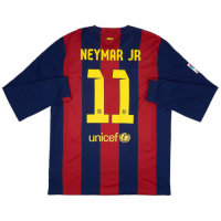 Neymar JR #11 Barcelona Home Long Sleeve Retro Jersey 2014/15