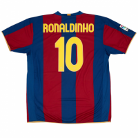 Ronaldinho #10 Barcelona Retro Home Jersey 50-Years Anniversary 2007/08