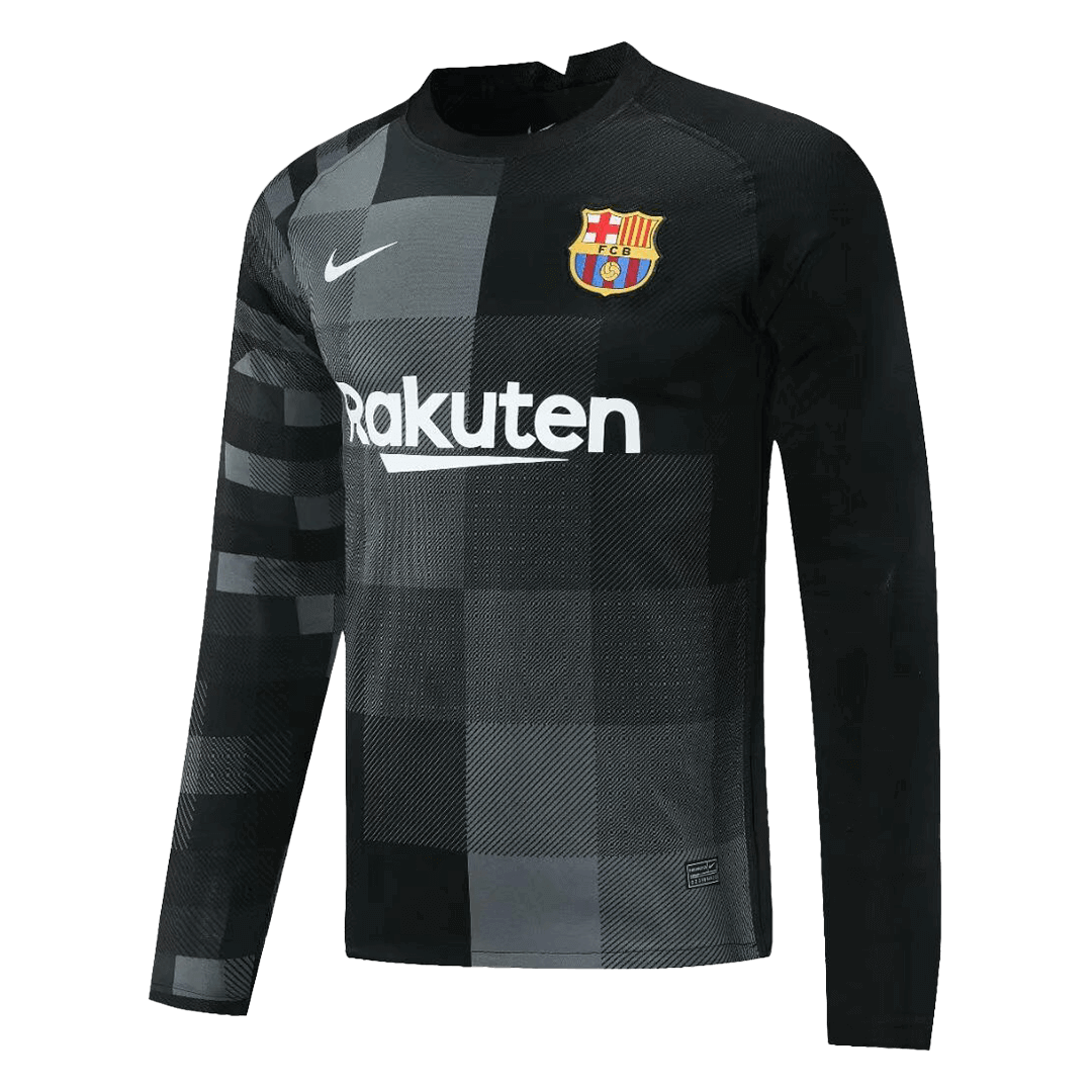 Barcelona Soccer Jersey Long Sleeve Goalkeeper Kit Jersey Short Black Replica 2021 22 MineJerseys