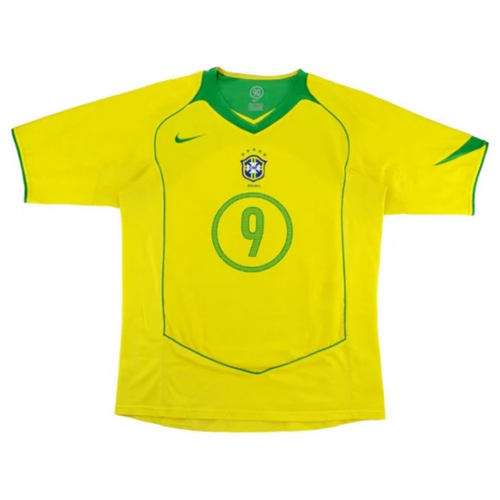 Brazil Ronaldo #9 Retro Jersey Home 2004