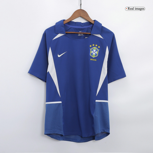 Brazil World Cup 2002 Away Jersey #11 Ronaldinho Nike Blue Shirt Size M  Brasil