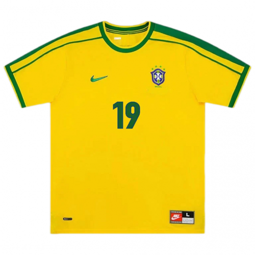 Brazil DENILSON #19 Retro Jersey Home World Cup 1998