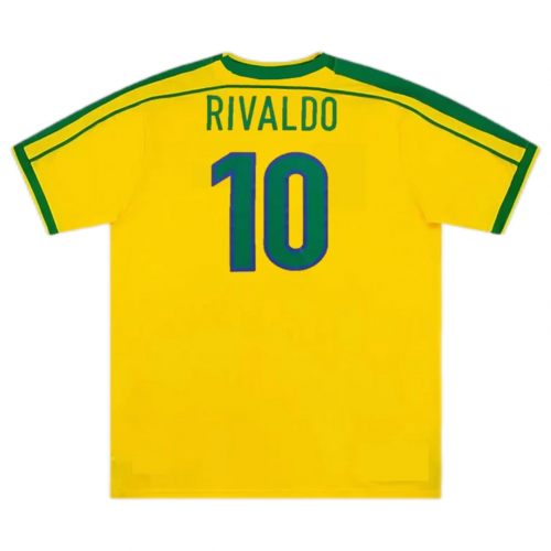 Brazil RIVALDO #10 Retro Jersey Home World Cup 1998