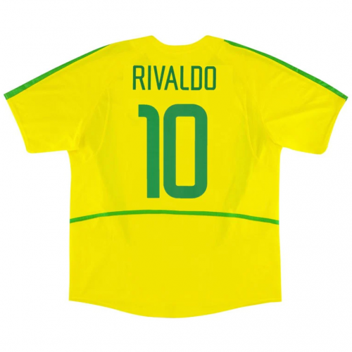 Brazil RIVALDO #10 Retro Jersey Home World Cup 2002