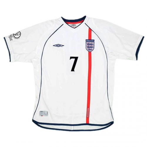 Beckham #7 Retro England Home Jersey World Cup 2002