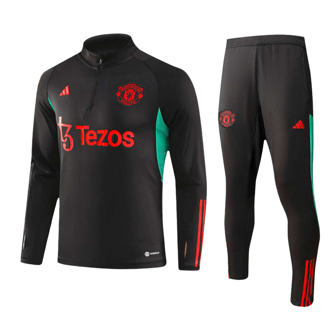 Manchester United Zipper Sweatshirt Kit(Top+Pants) Black 2023/24