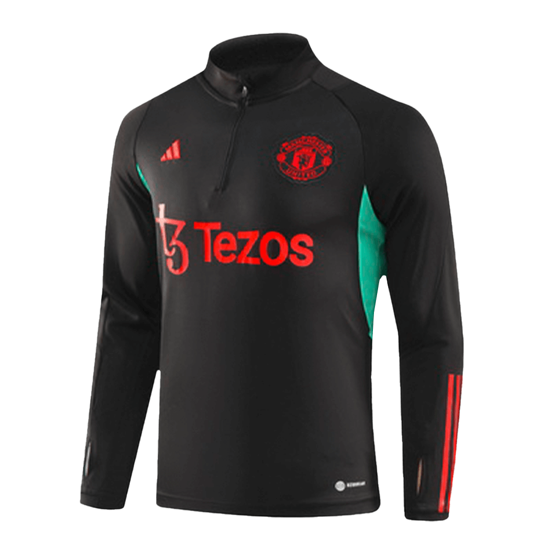 Manchester United Zipper Sweatshirt Kit(Top+Pants) Black 2023/24