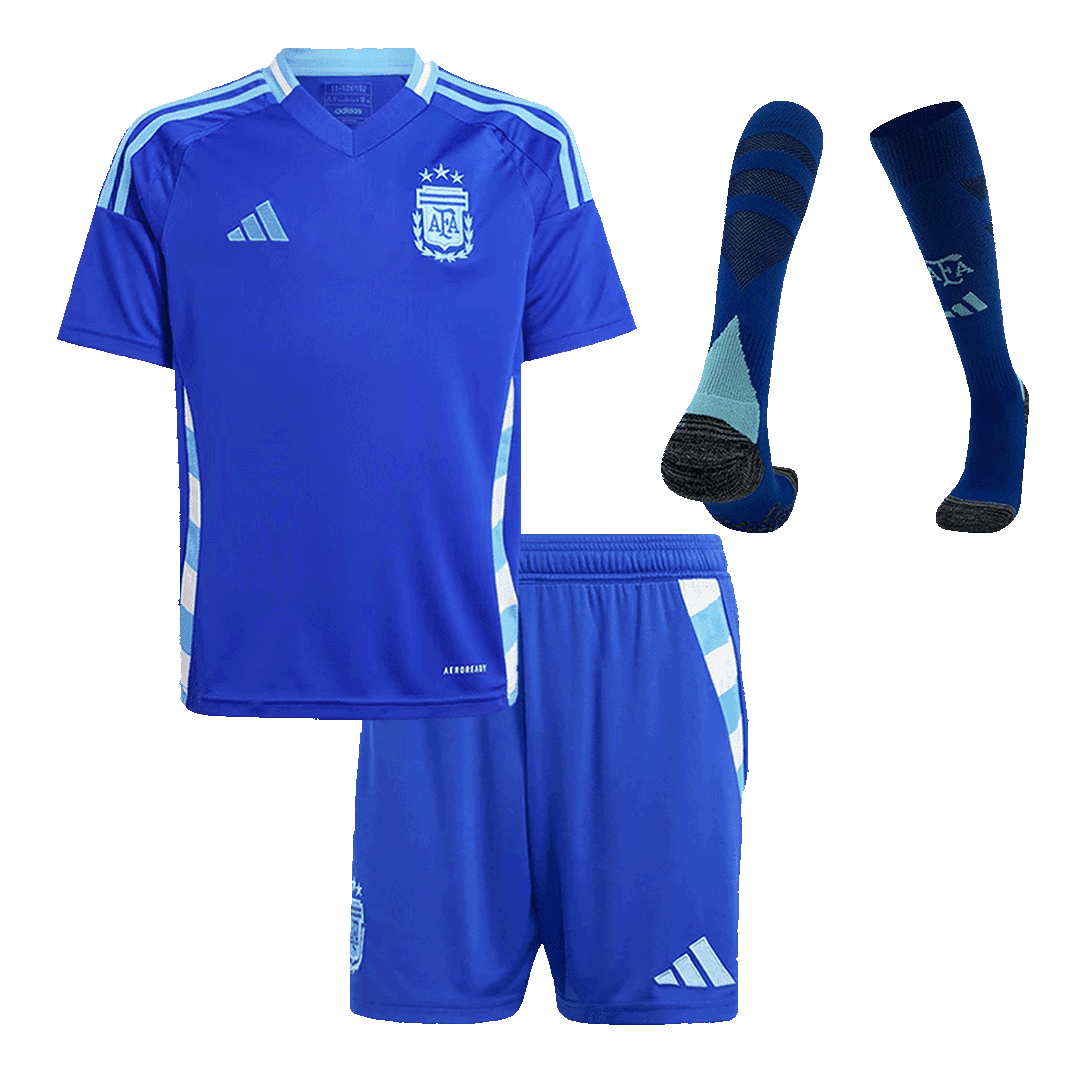 Kids Argentina Away Full Kit(Jersey+Shorts+Socks) Copa America 2024